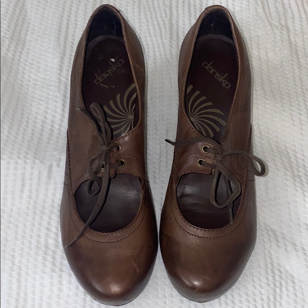 Brown Leather Dansko Rory Heel Pump